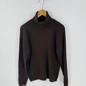 Croft & Barrow Brown Ribbed Turtleneck Sweater Size XL Cotton Old Money Preppy